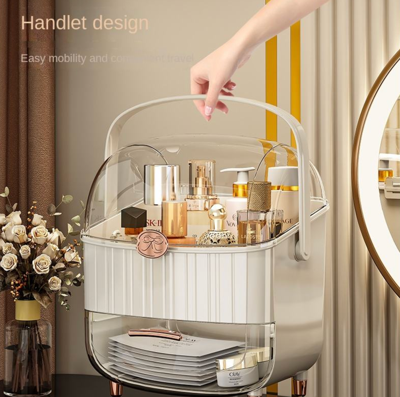 Multi-Layer Dust-Proof Makeup Organizer – Large Capacity Cosmetic Storage Cabinet