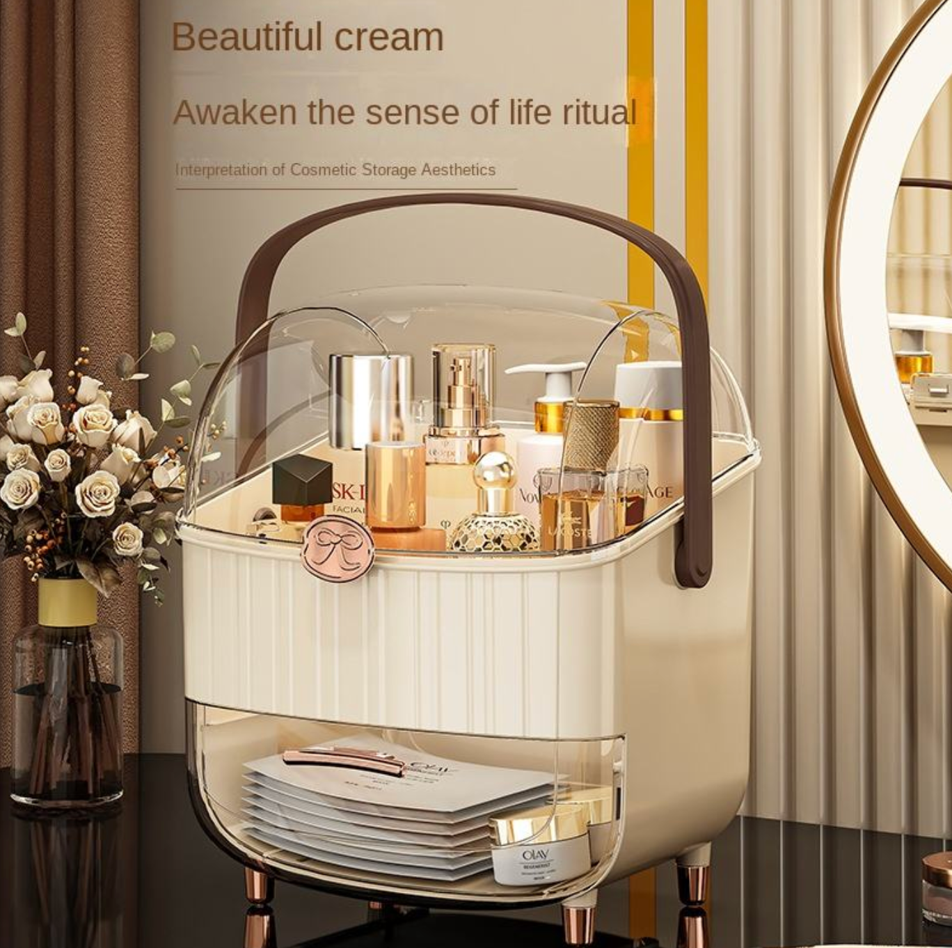 Multi-Layer Dust-Proof Makeup Organizer – Large Capacity Cosmetic Storage Cabinet