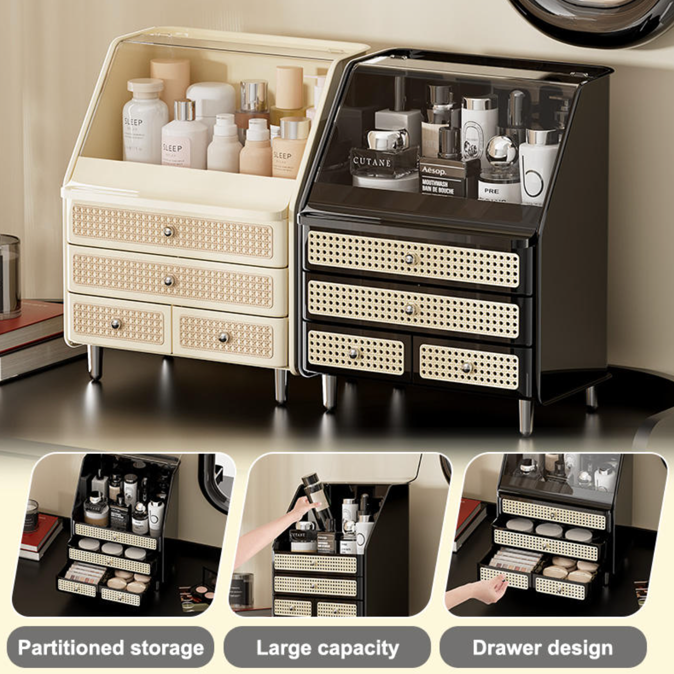 Elegant Makeup Organizer with Drawers – Stylish Vanity Storage