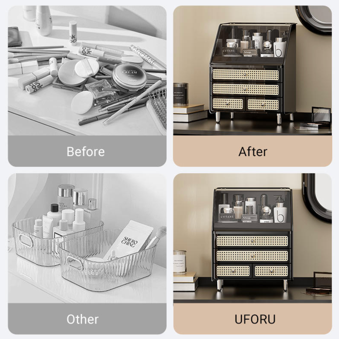 Elegant Makeup Organizer with Drawers – Stylish Vanity Storage