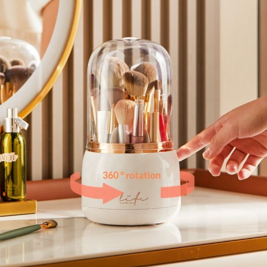 Luxury 360° Rotating Makeup Organizer – Elegant Vanity Storage