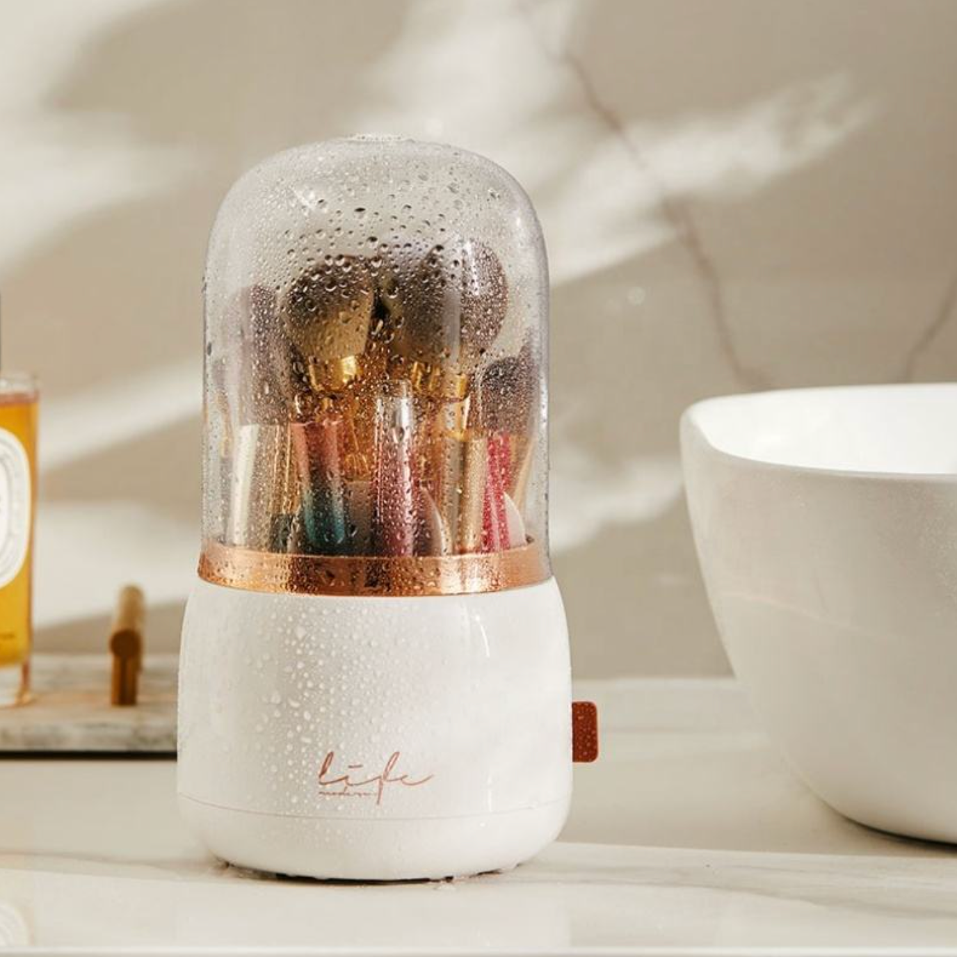 Luxury 360° Rotating Makeup Organizer – Elegant Vanity Storage