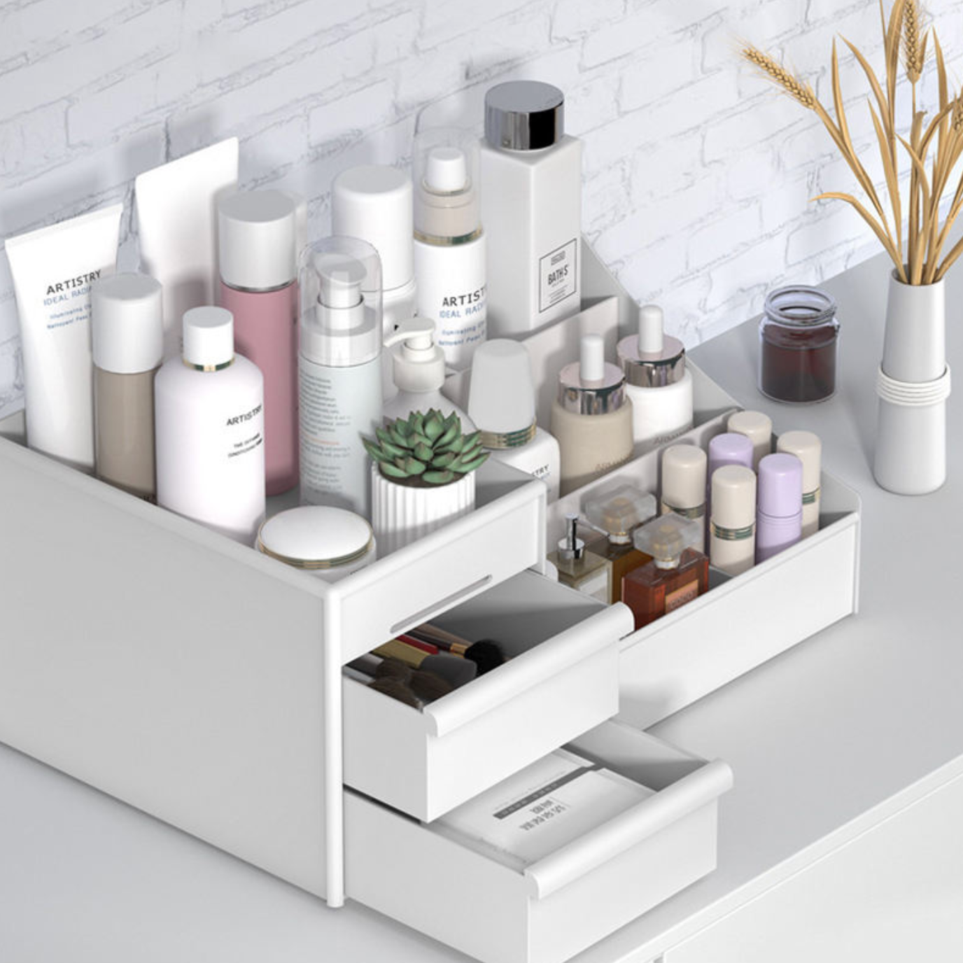 3-Tier Makeup & Jewelry Organizer – Elegant Drawer Storage Box