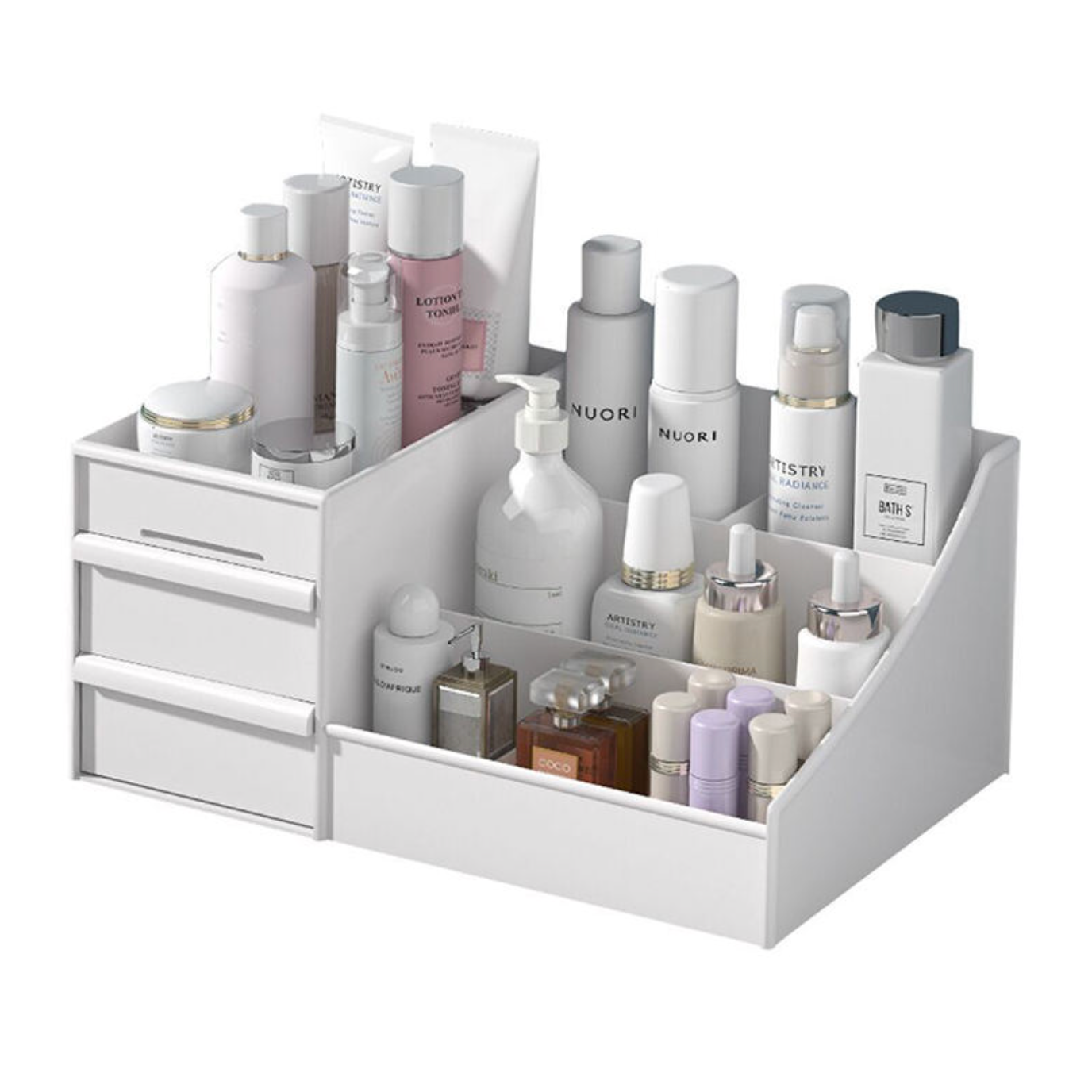 3-Tier Makeup & Jewelry Organizer – Elegant Drawer Storage Box
