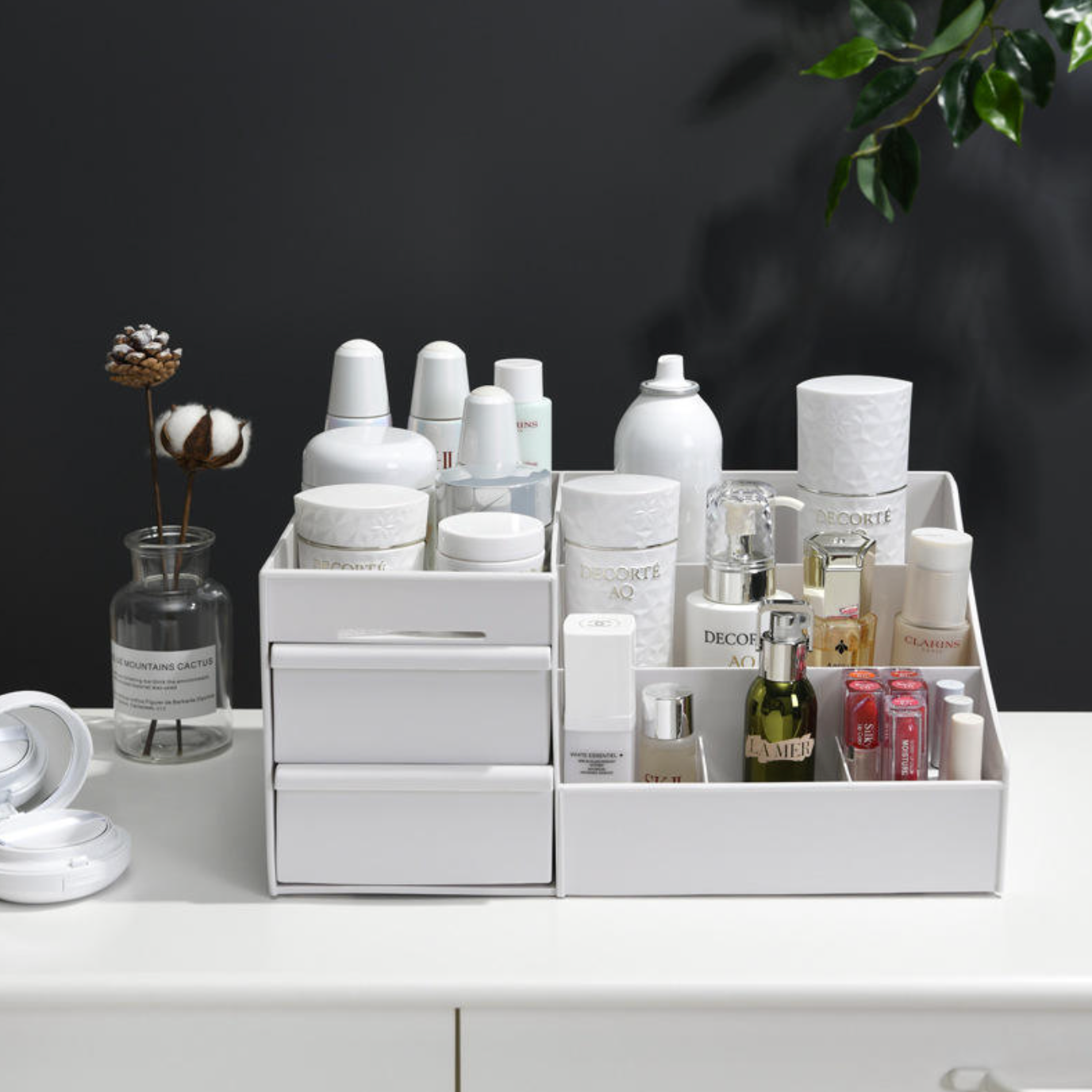 3-Tier Makeup & Jewelry Organizer – Elegant Drawer Storage Box