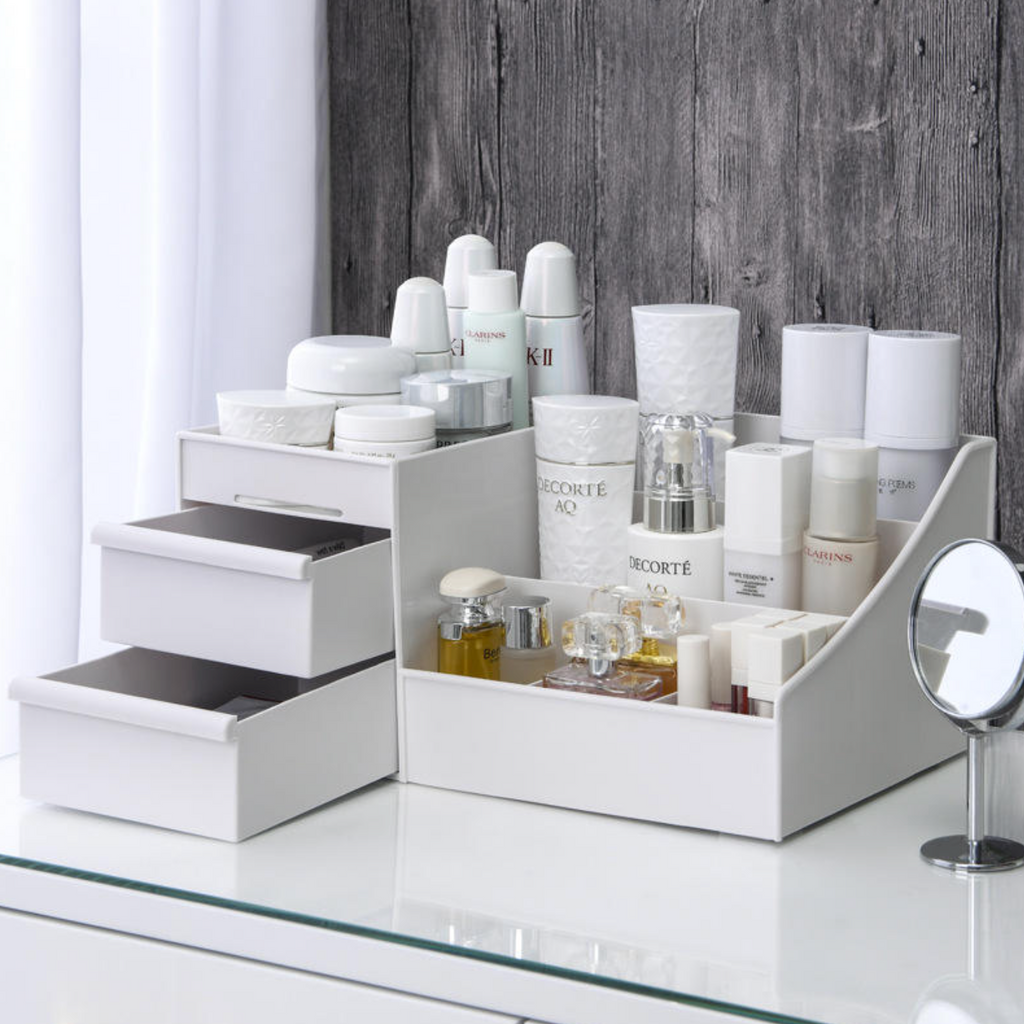 3-Tier Makeup & Jewelry Organizer – Elegant Drawer Storage Box