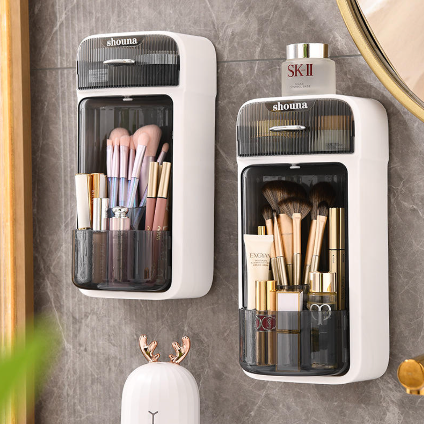 Rotating Makeup Brush Organizer – Space-Saving Wall-Mounted Storage