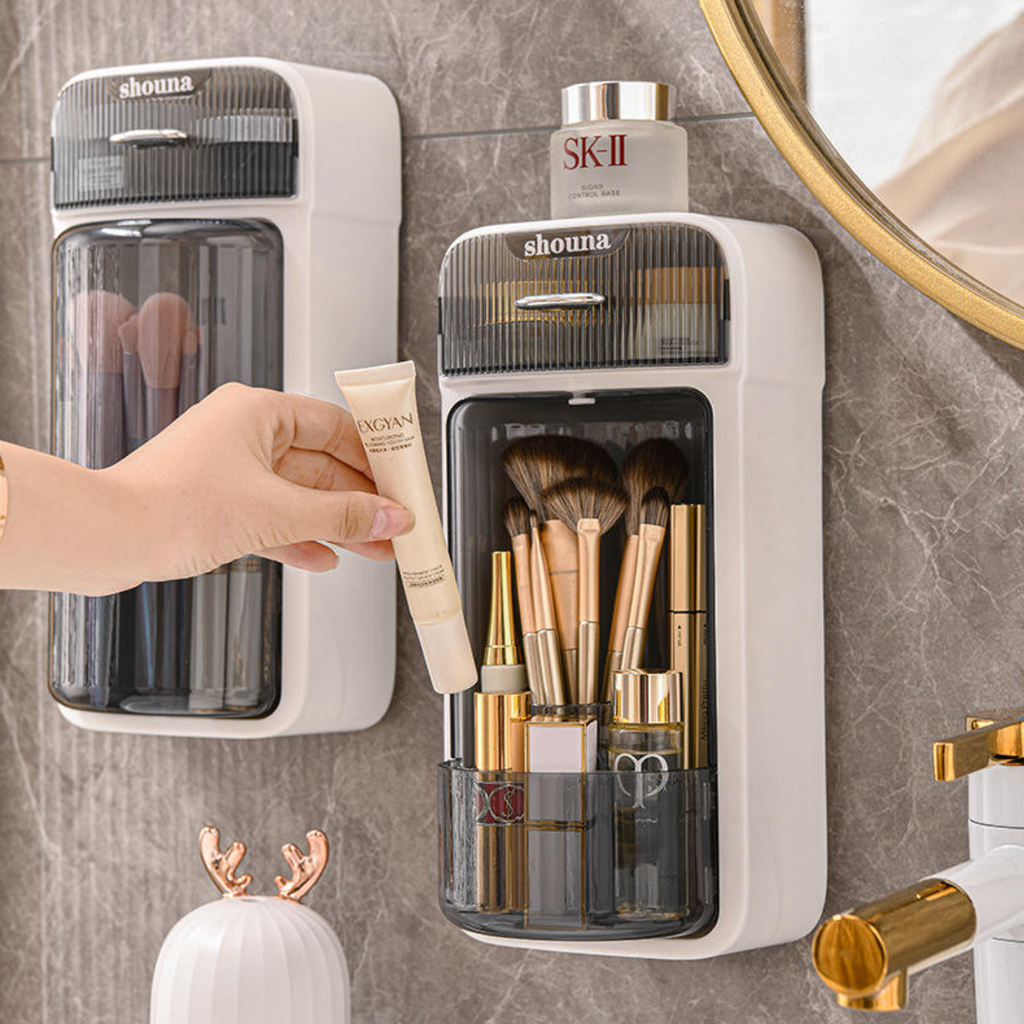 Rotating Makeup Brush Organizer – Space-Saving Wall-Mounted Storage