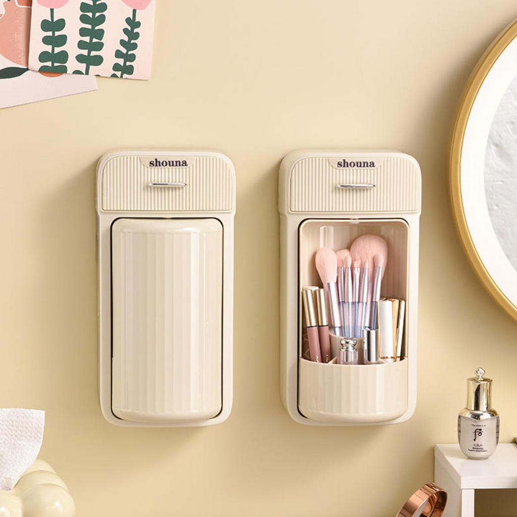 Rotating Makeup Brush Organizer – Space-Saving Wall-Mounted Storage