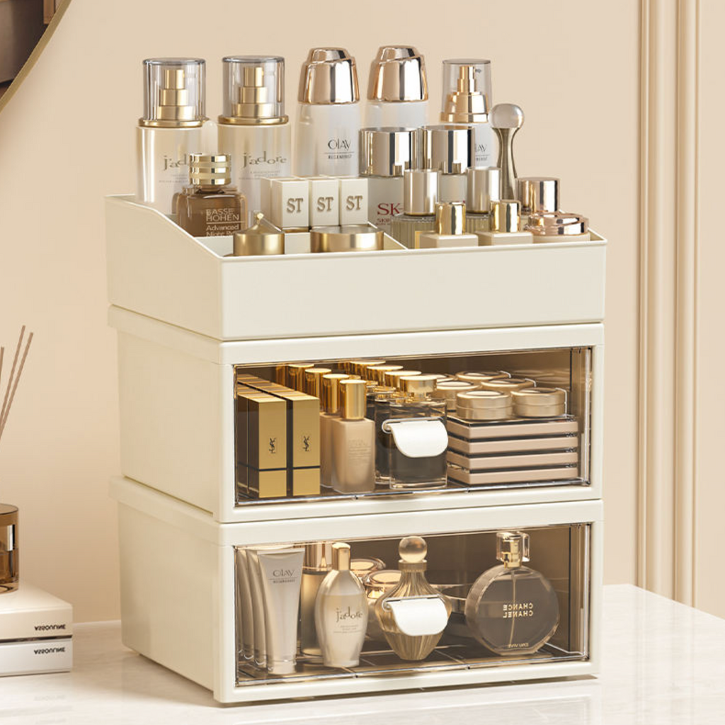 3-Tier Makeup & Lipstick Organizer – Multi-Drawer Vanity Storage