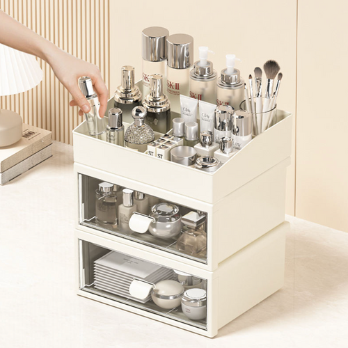 3-Tier Makeup & Lipstick Organizer – Multi-Drawer Vanity Storage