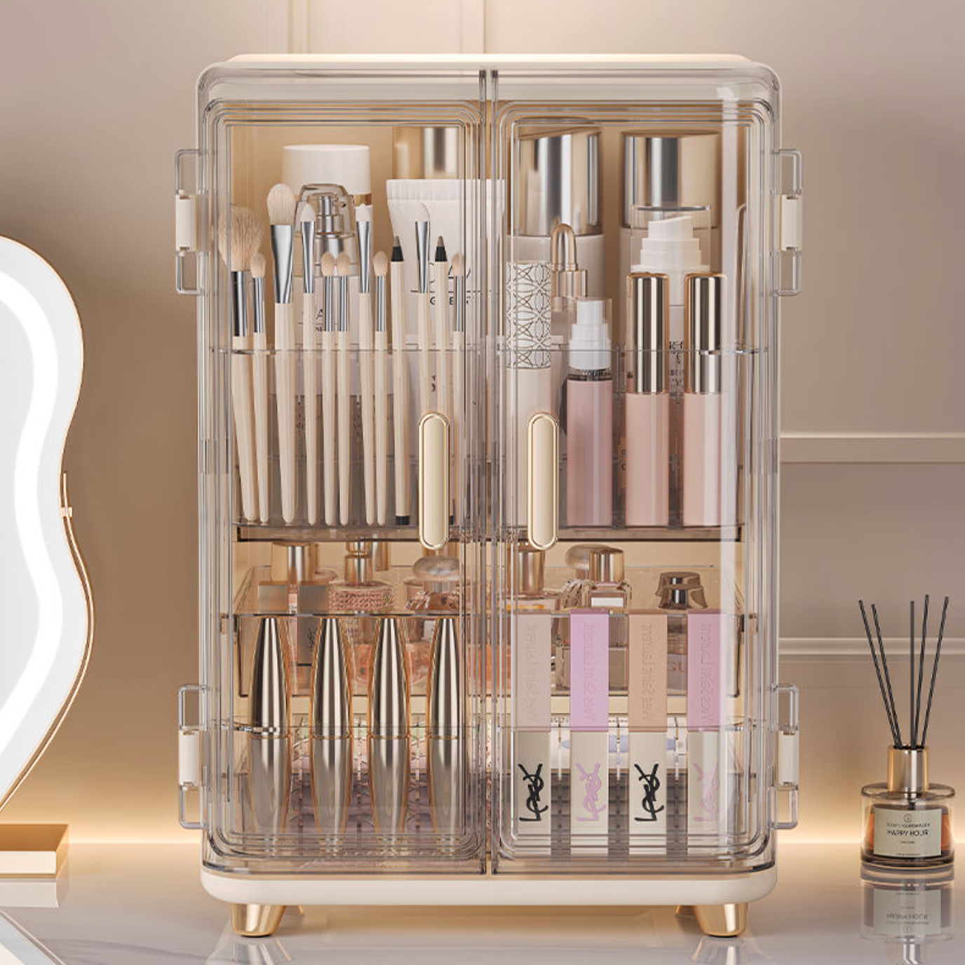 Large-Capacity Cosmetic Storage Box – Elegant Makeup & Vanity Organizer