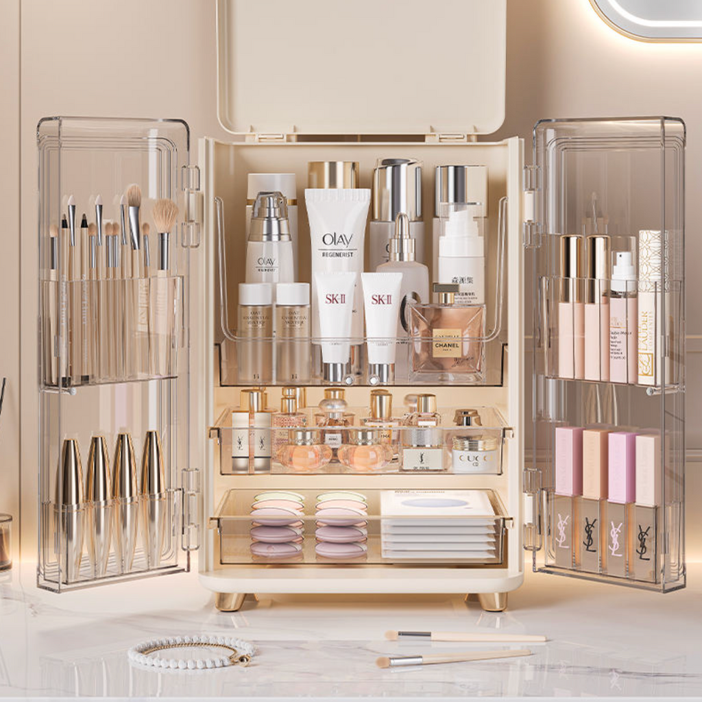 Large-Capacity Cosmetic Storage Box – Elegant Makeup & Vanity Organizer