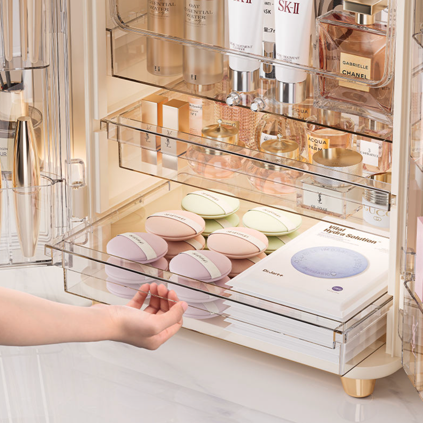Large-Capacity Cosmetic Storage Box – Elegant Makeup & Vanity Organizer