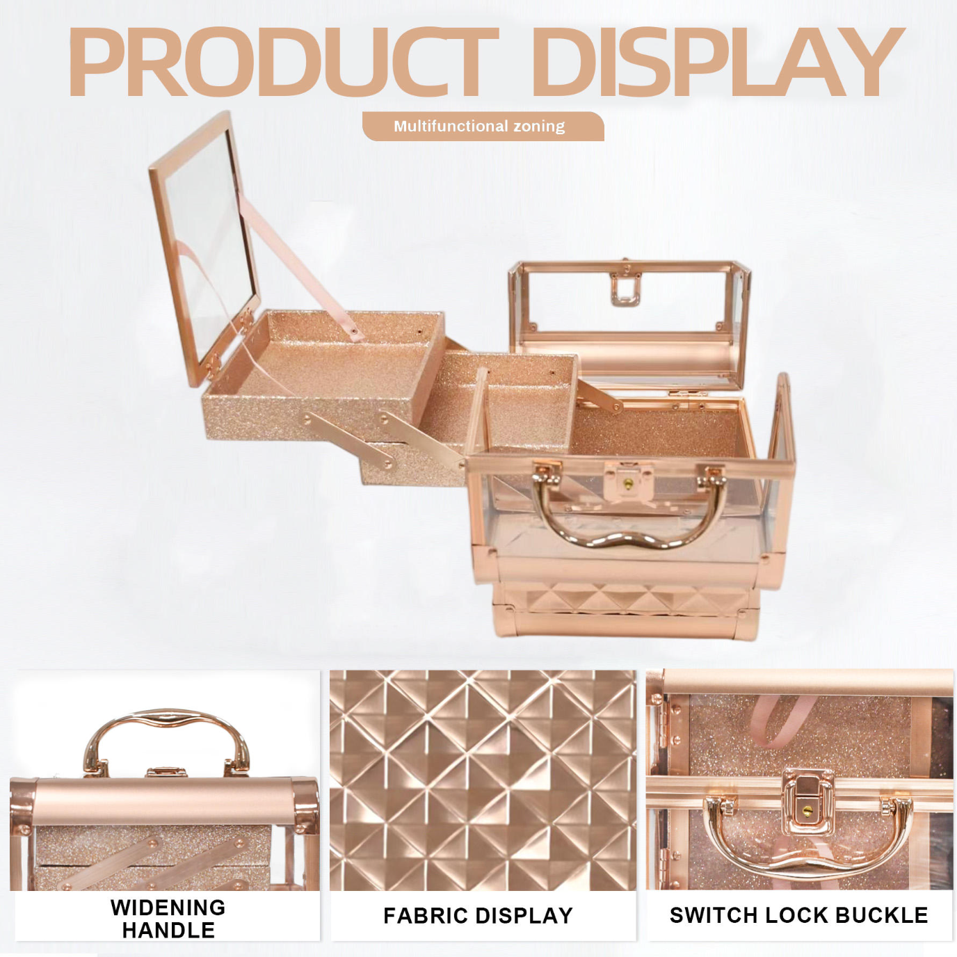 Transparent Rose Gold Vanity Organizer – Elegant Makeup & Cosmetic Storage