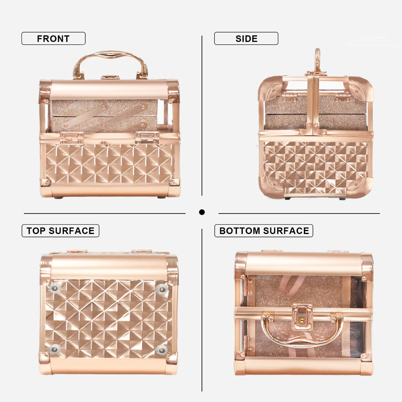 Transparent Rose Gold Vanity Organizer – Elegant Makeup & Cosmetic Storage